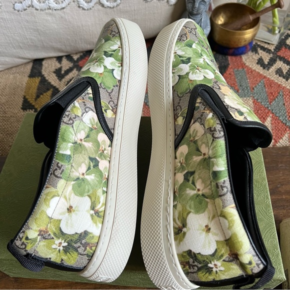 Gucci Supreme GG Canvas Bloom Green Floral Print Slip On Sneakers 10.5 G US11 - Picture 13 of 17